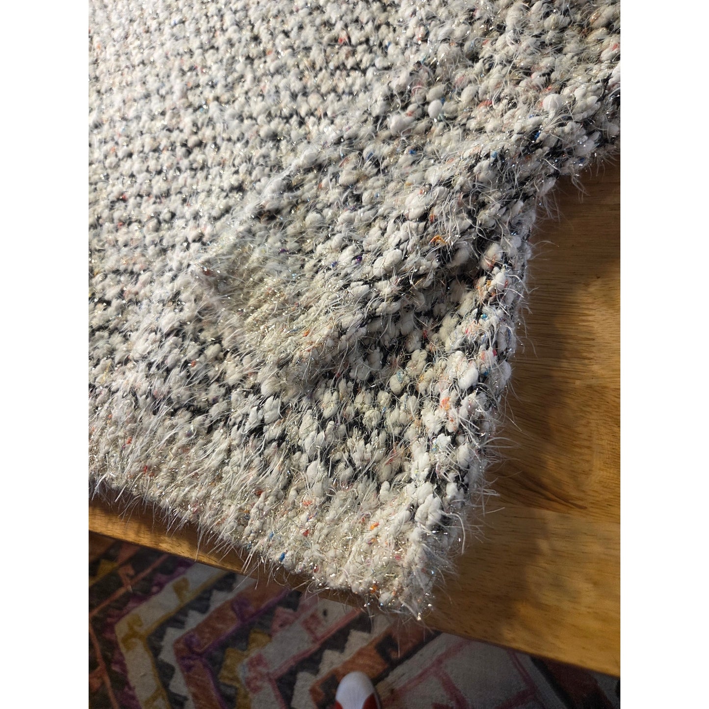 Lauren Michelle Petite PXL Chunky Metallic Knit Sweater Silver Black White
