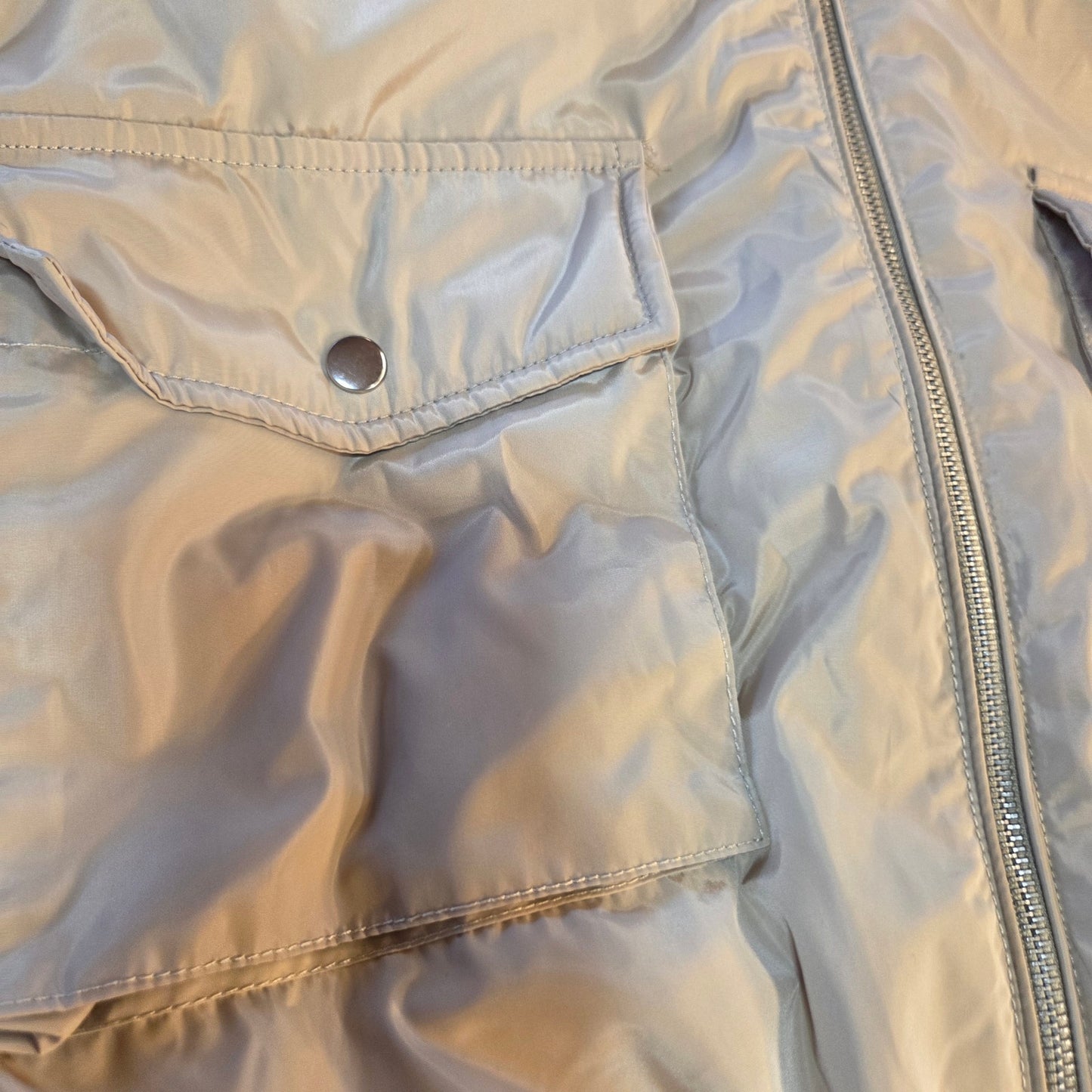 Love tree size medium cropped khaki bomber jacket nylon Y2K silver Hardware