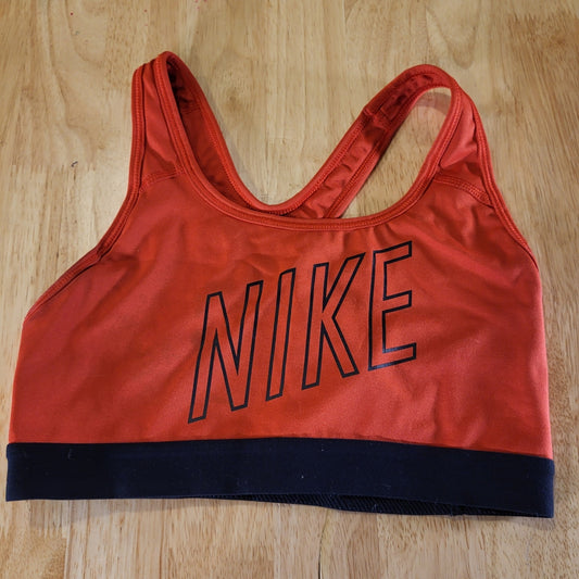 Nike Red Sports Bra Nike Logo Printed Front Black Band Dri-fit Small