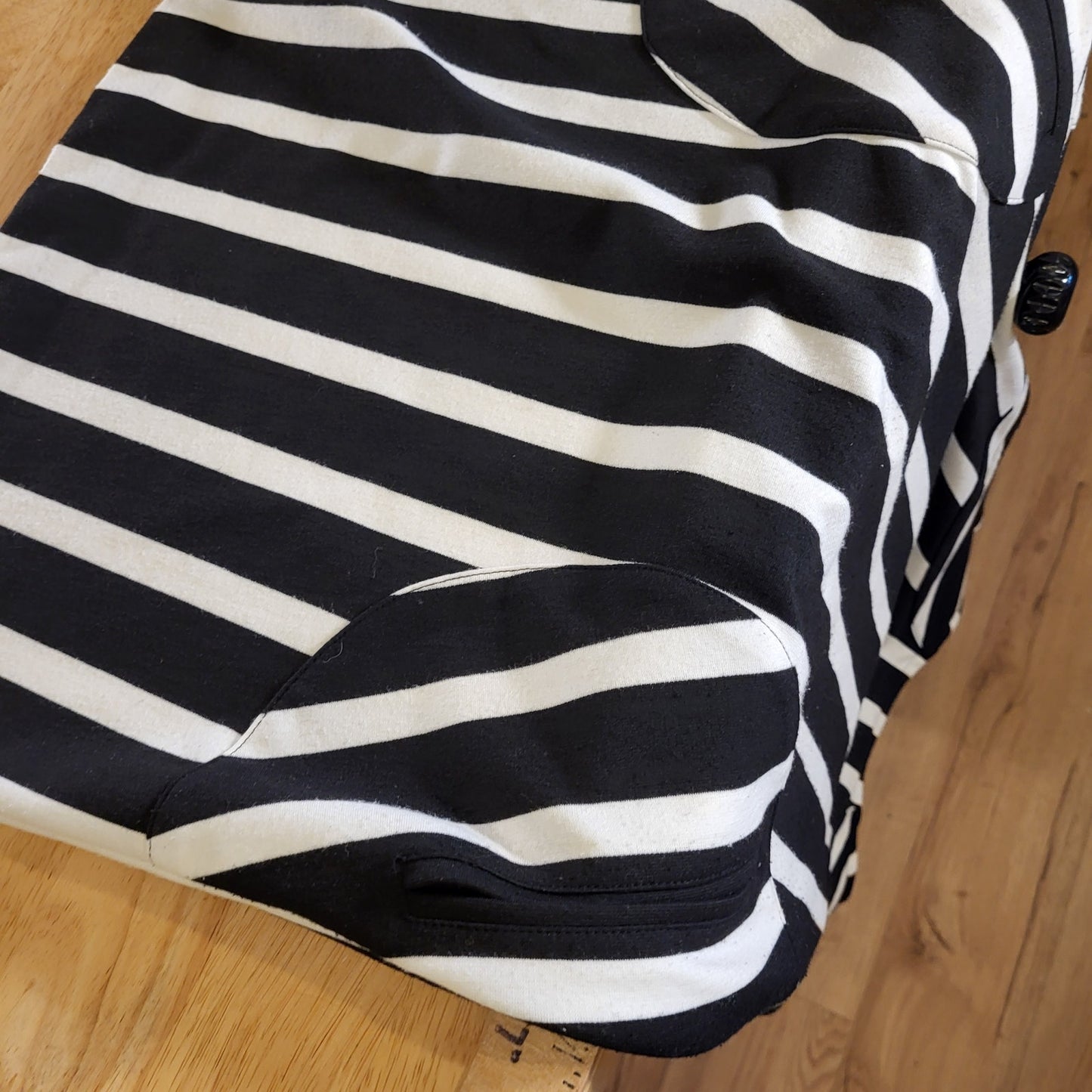 Yoana Baraschi Black & White Striped Bodycon Midi Pencil Dress Pocket Sleeveless