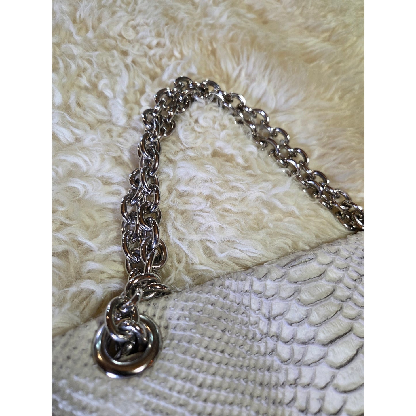 Doncaster Made IN Italy GRAY Alligator Bag Silver Chain Hardware 8" X 12"