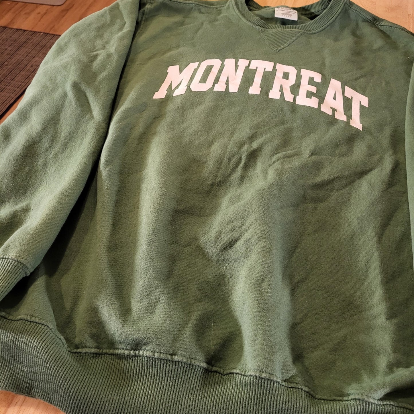 Montreat Christian College Green Sweatshirt Large 23" Pit to Pit 26" Long