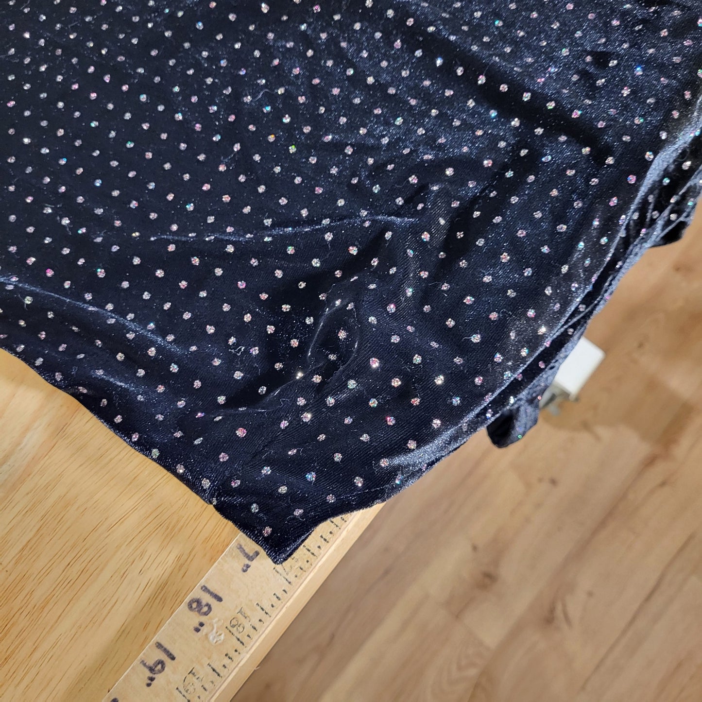 Candie's Black Velvet Sparkle Dotted Sleeveless Mini Dress Keyhole Back M