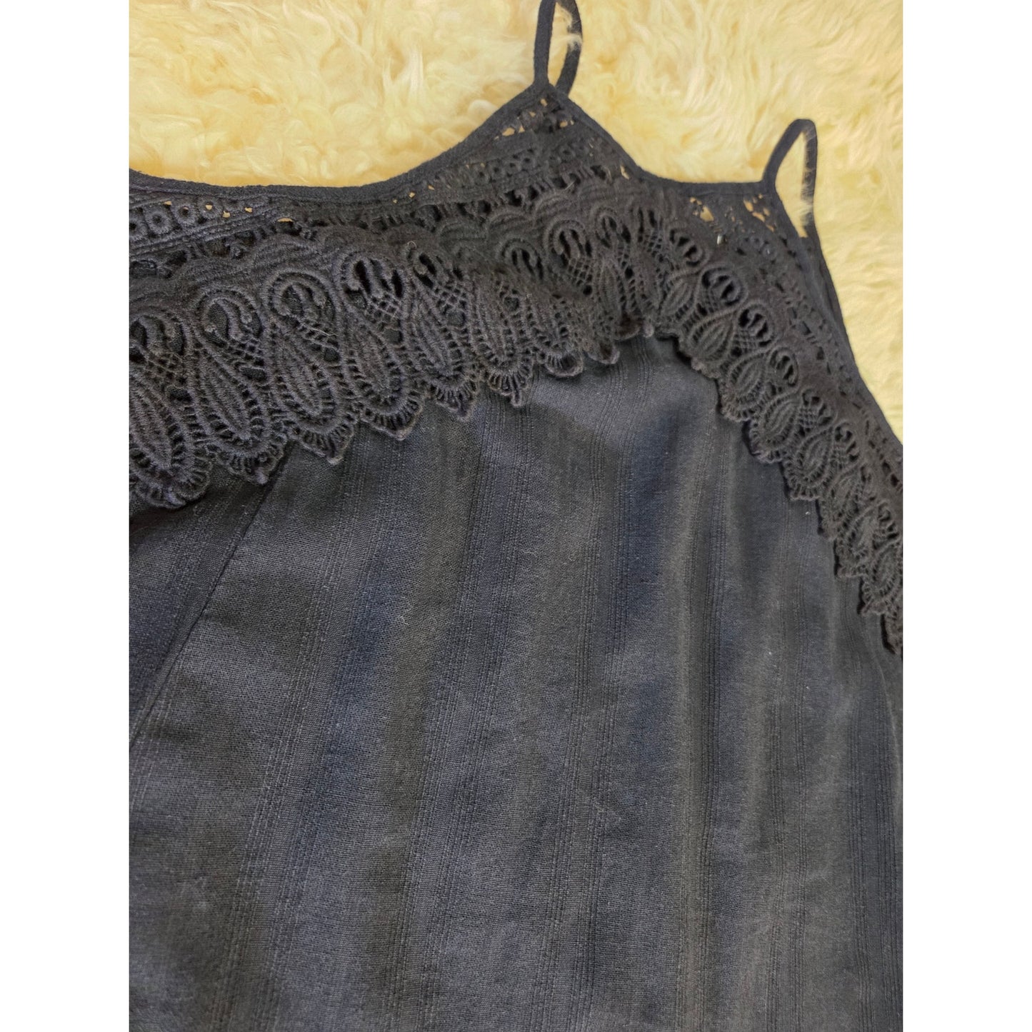 Venus Size 10 Black Spaghetti Strap Mini Dress Lace
