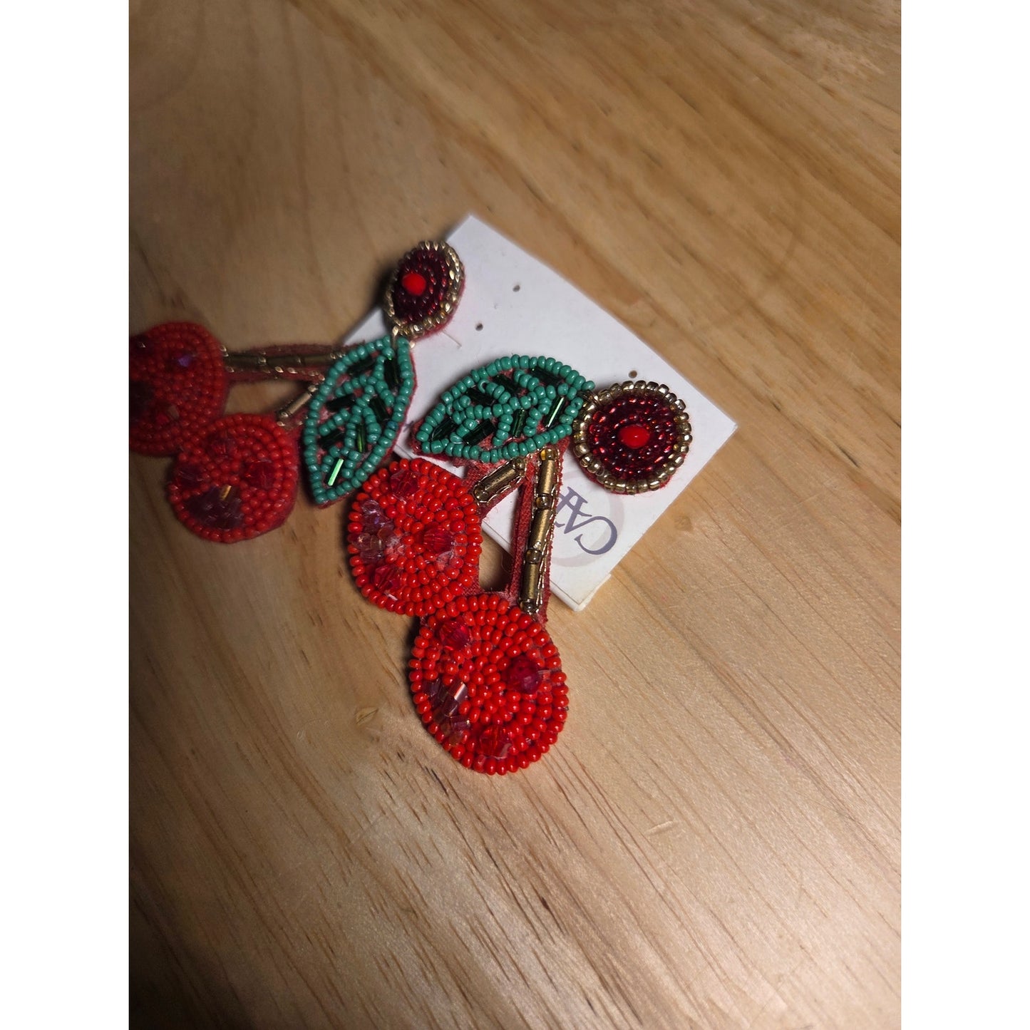 New Cato Cherry Beaded Post Earrings