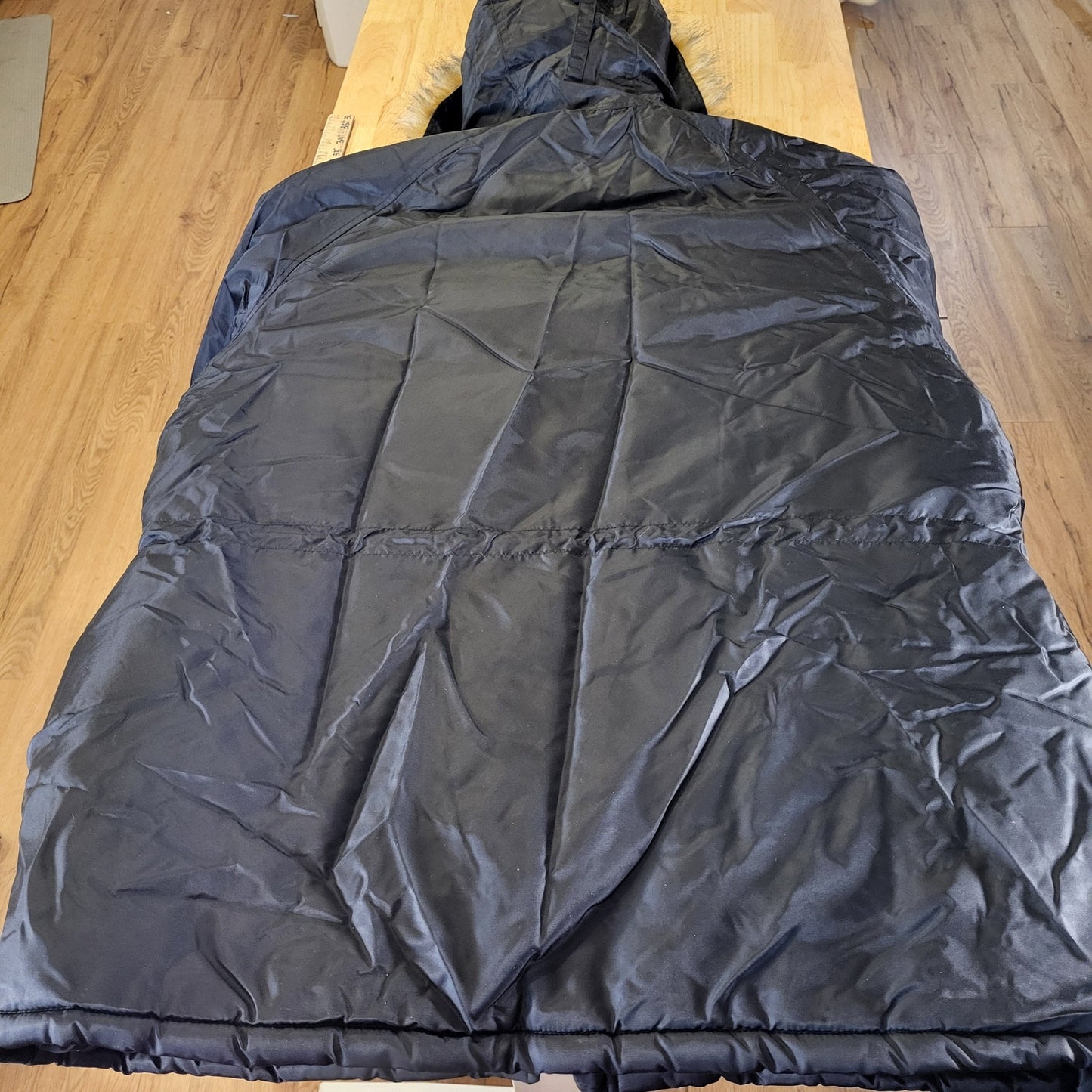 Extreme cold weather parka type N-3B Large Black Faux Fur Hood Pockets Zip Snap