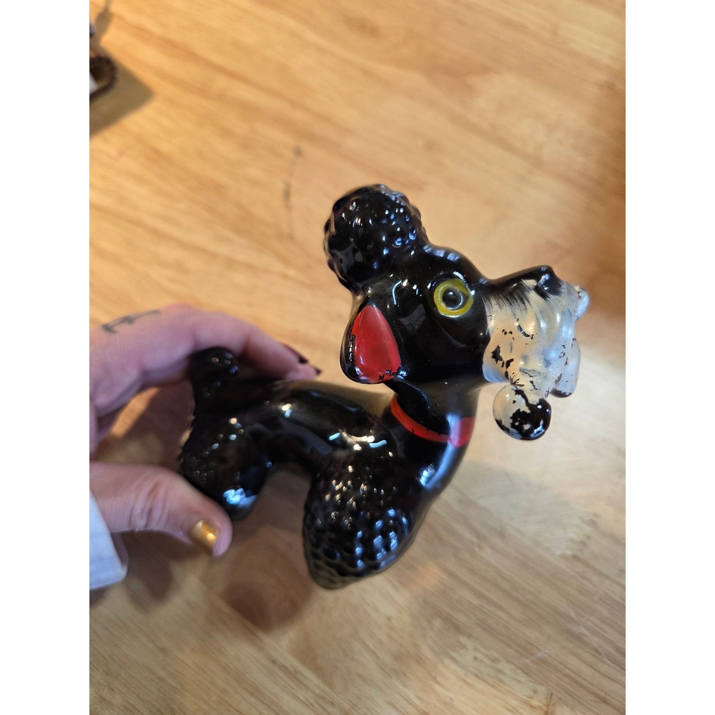 Vintage Scottie dog figurine collectible black white red porcelain
