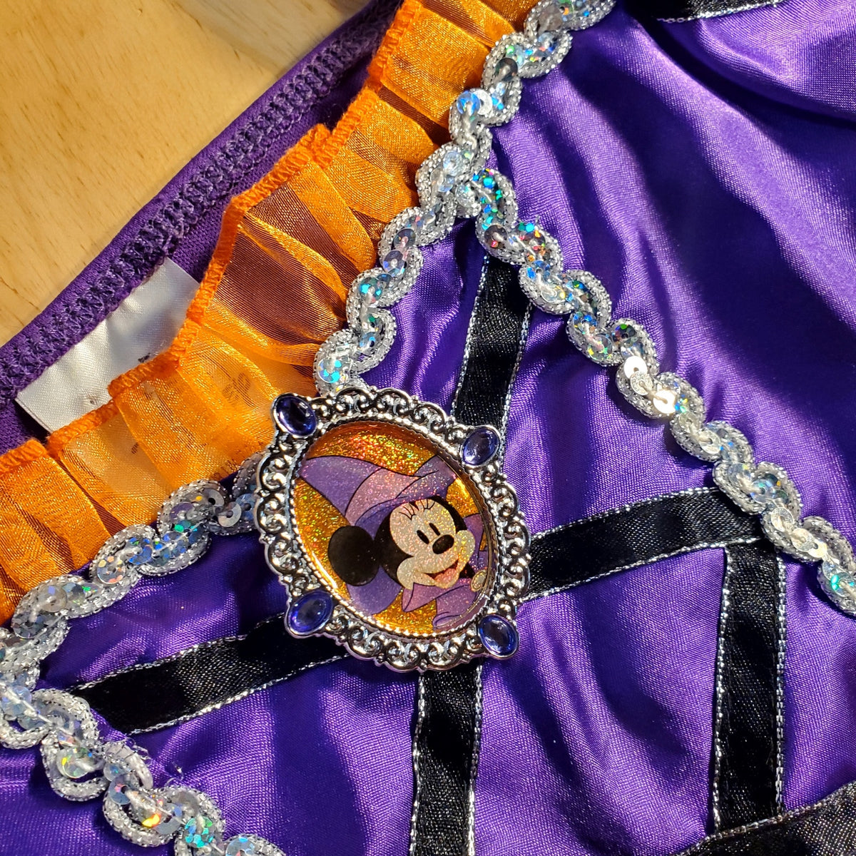 Disney Store witch Minnie Mouse costume purple orange glitter size 7/8 (no hat)