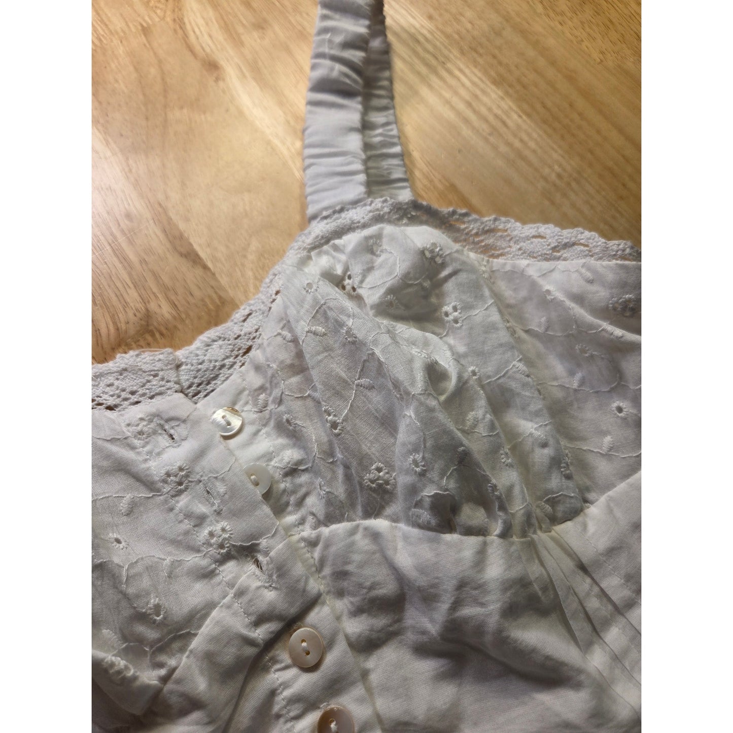 NWT Blush white cotton eyelid dress elasticated stretch back sleeveless M
