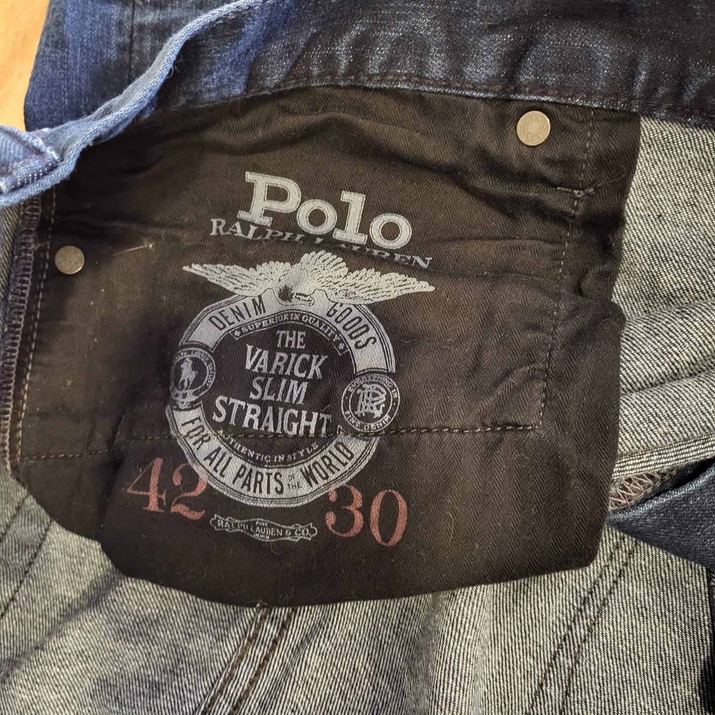 Polo Ralph Lauren The Varick Slim Straight 42X30 Medium Dark Wash Jeans
