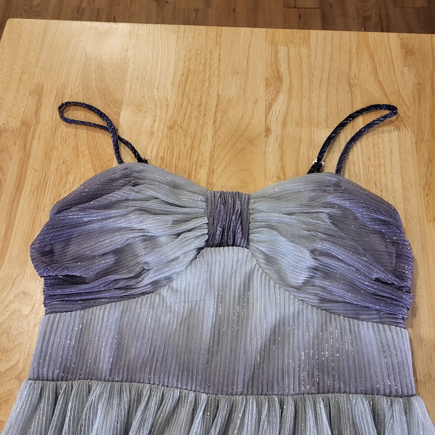 Traffic People Purple Metallic Ombre Sleeveless Empire Stretch Tea Length S