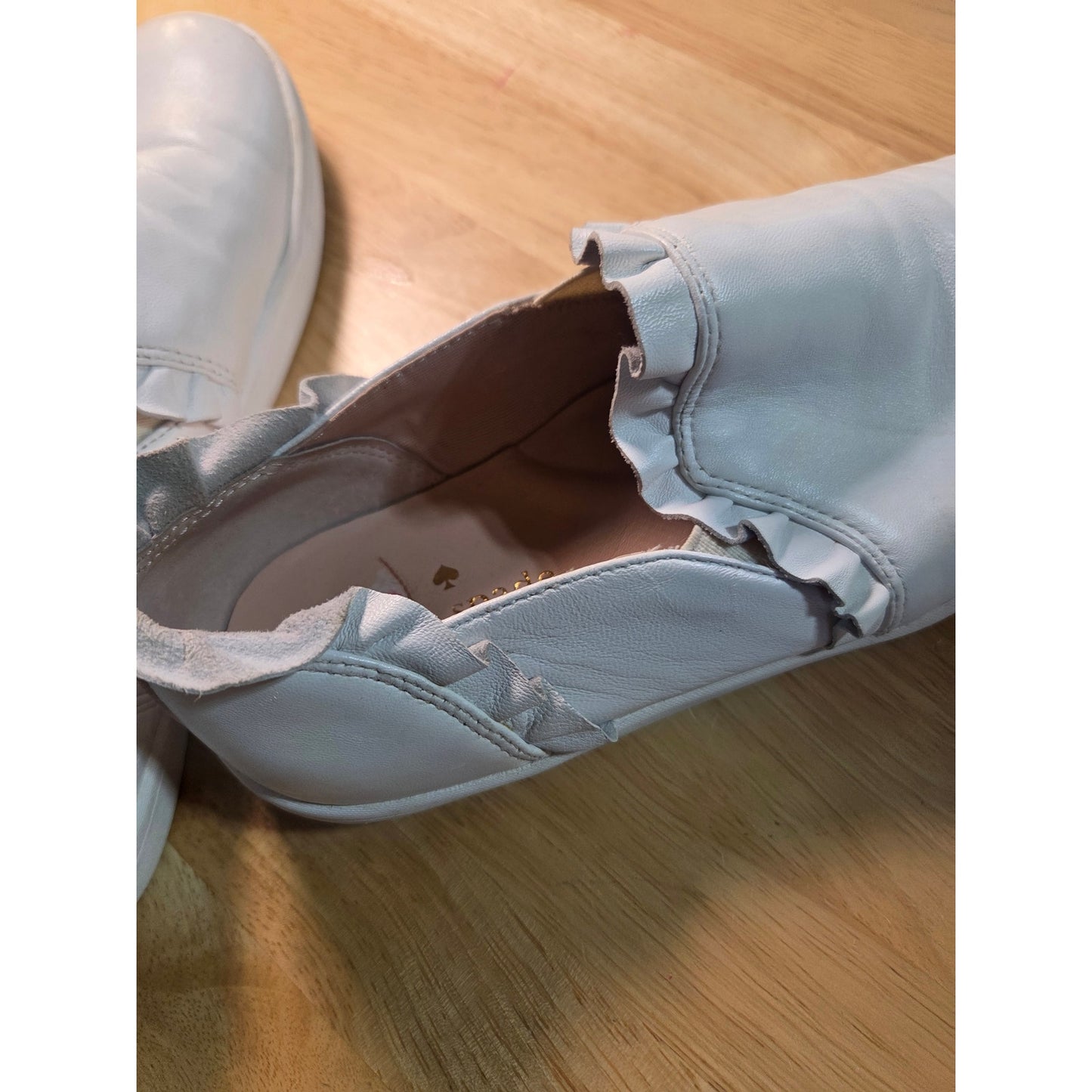 Kate Spade White Leather 7.5 Ruffle Slide on Sneaker