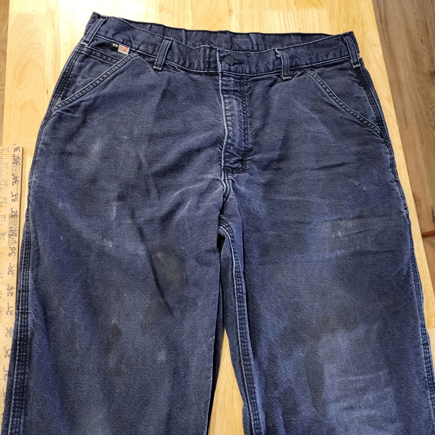 Carhartt Cat 2 2112 Fire Resistant Blue Work Pants 34x32 Lived In Distressing
