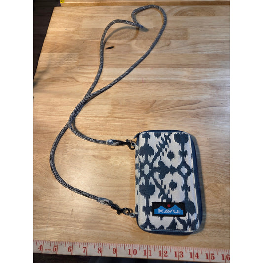 Kavu unused wallet with shoulder strap black and white canvas small
