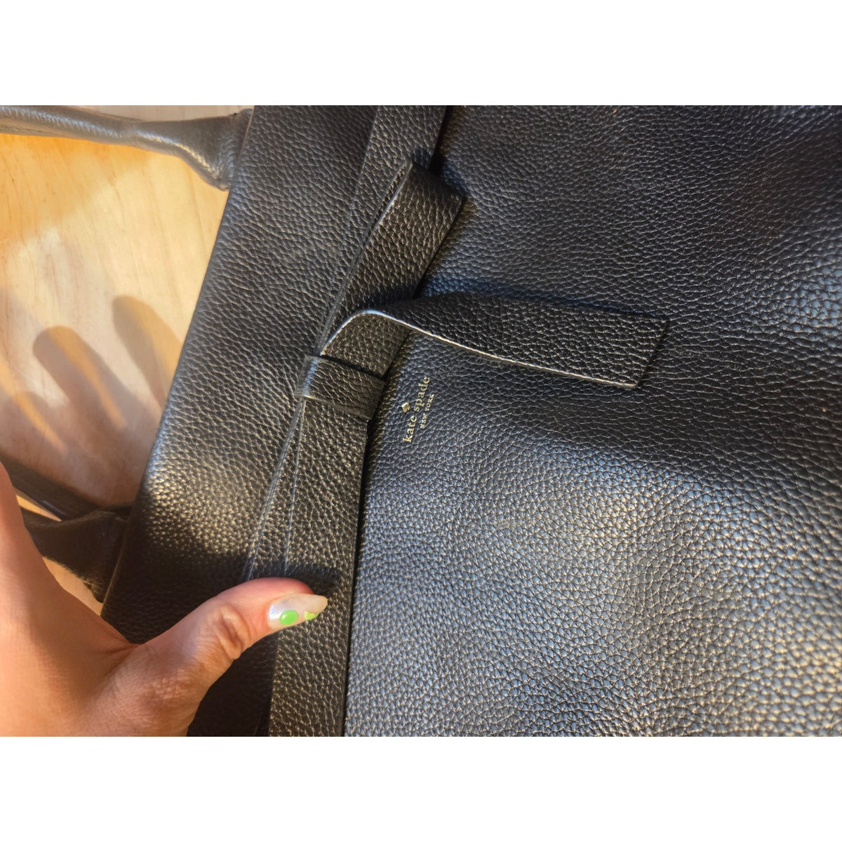 Large Kate Spade leather purse bow detail black pebbled