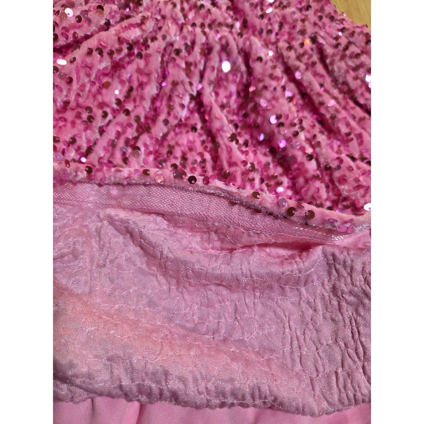 Faeriesty 1 shoulder Skater Mini Dress Elastic Waist Pink Velvet Sequin