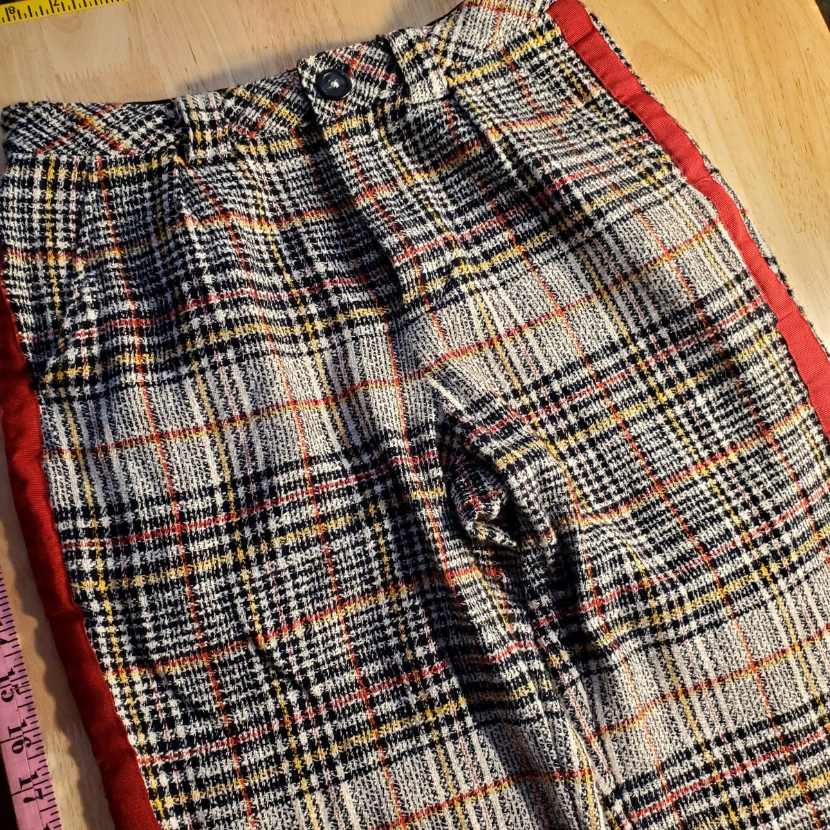Free People 100% cotton size 2 plaid cigarette pants striped side