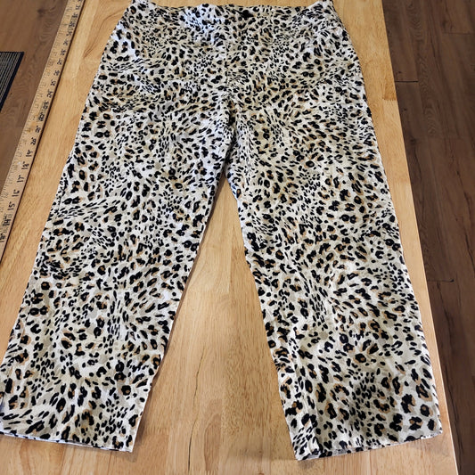 Zac & Rachael Stretch Cropped Leopard Pants Wide Waist Band
