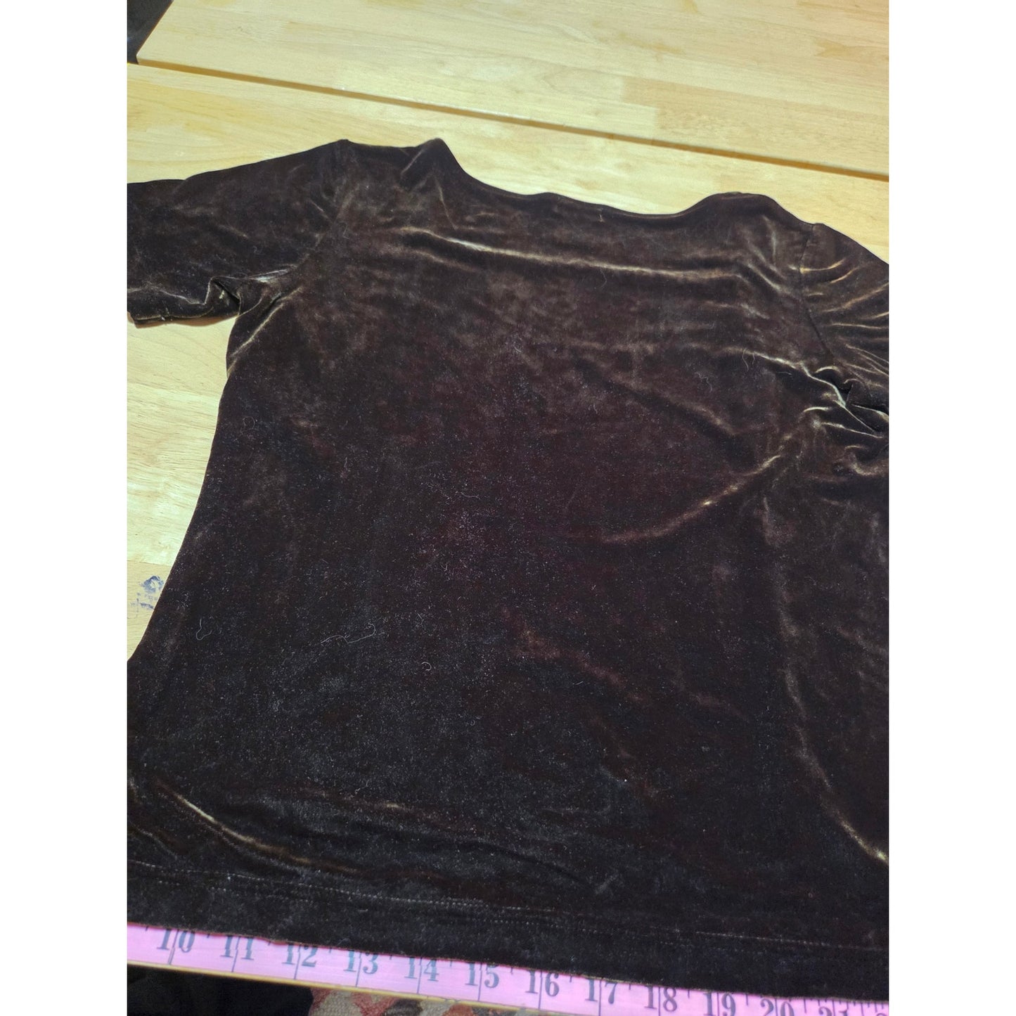 Nordstrom Intimates Brown velvet cap sleeve blouse large 19" p2p
