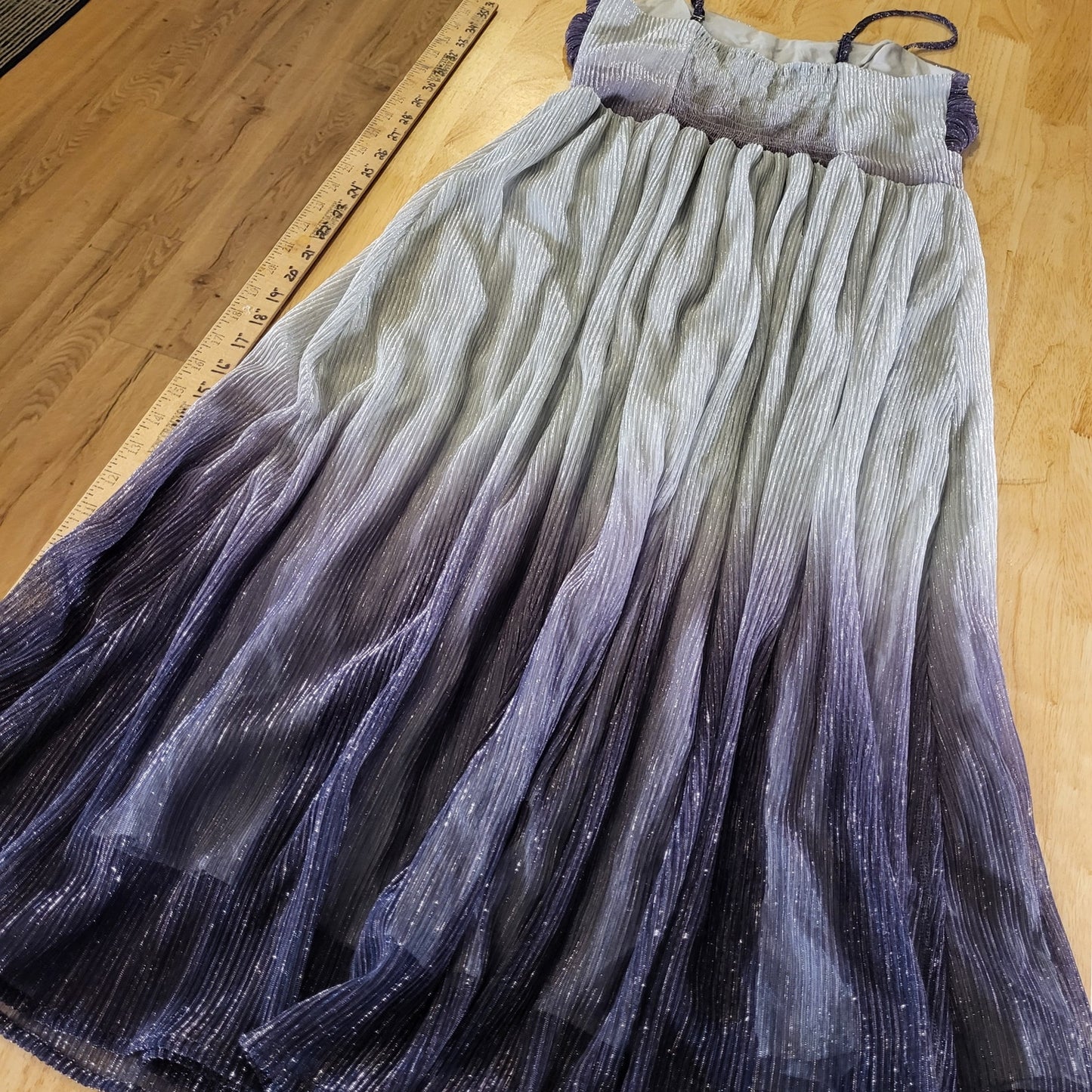 Traffic People Purple Metallic Ombre Sleeveless Empire Stretch Tea Length S
