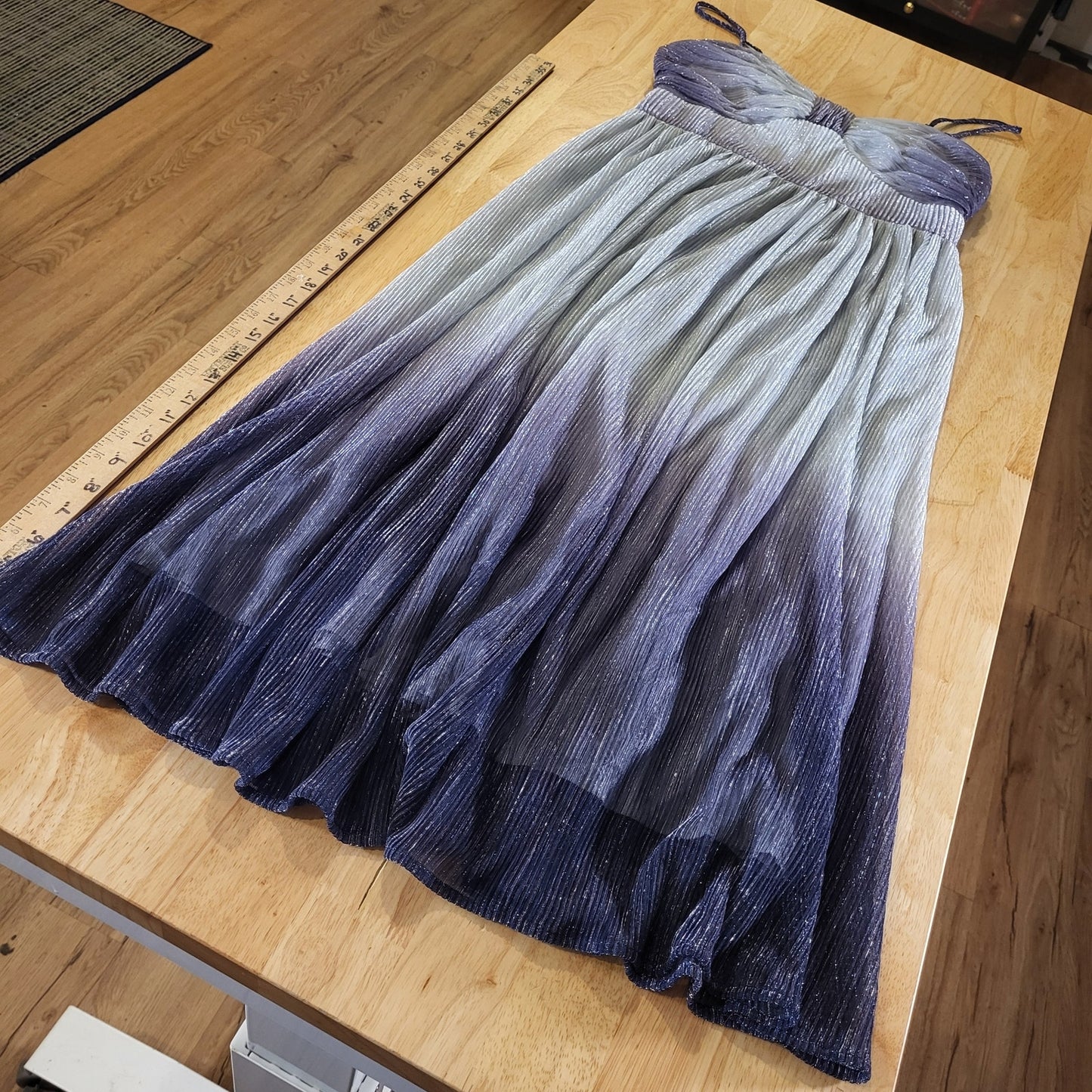 Traffic People Purple Metallic Ombre Sleeveless Empire Stretch Tea Length S
