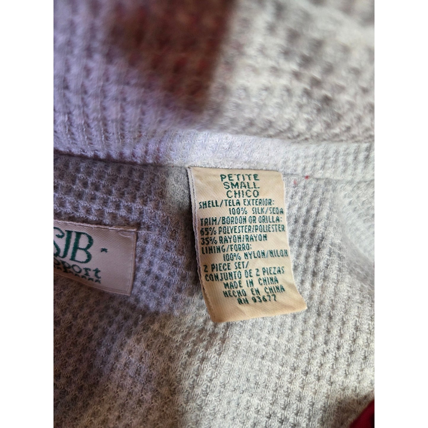 Vintage Silk Saint John's Bay SILK red Wind Breaker waffle Heather cuff P Small