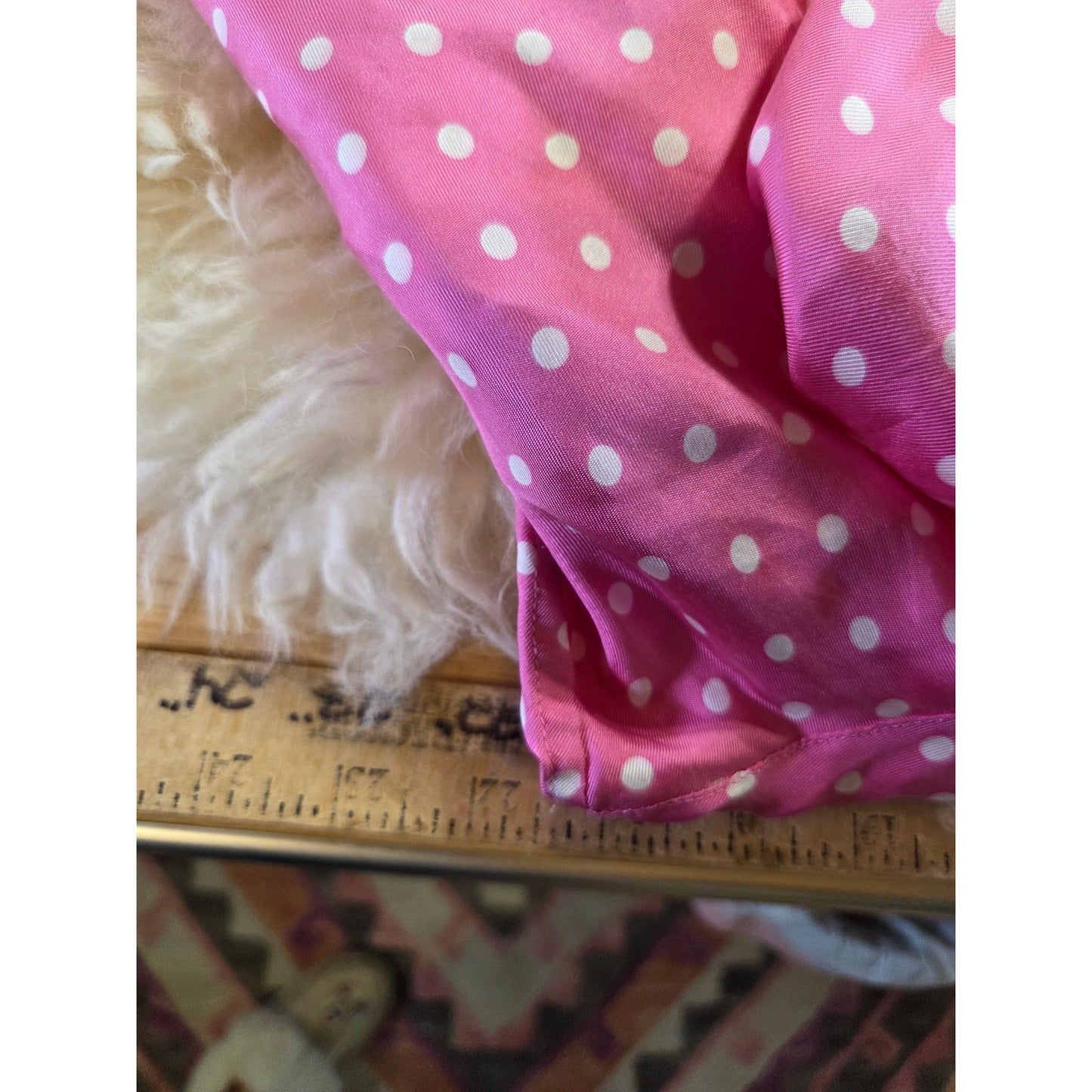 Vintage Jones New York Country PINK 100% Silk Polka dot Blouse Collared M