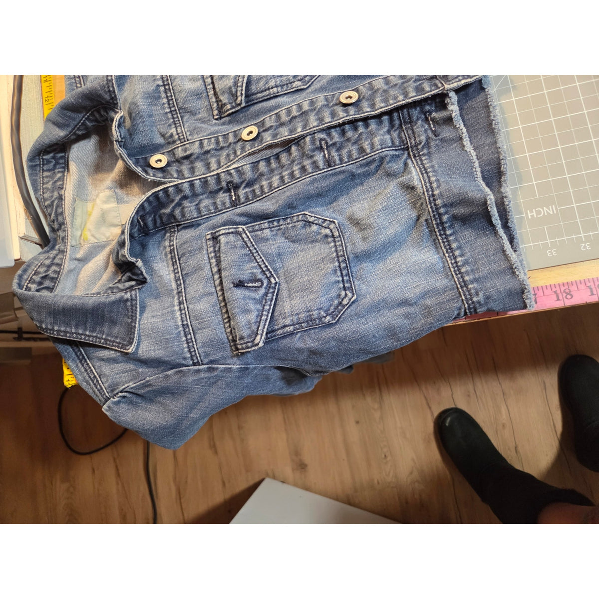 Charlotte Russe size medium cropped puff sleeve jean jacket