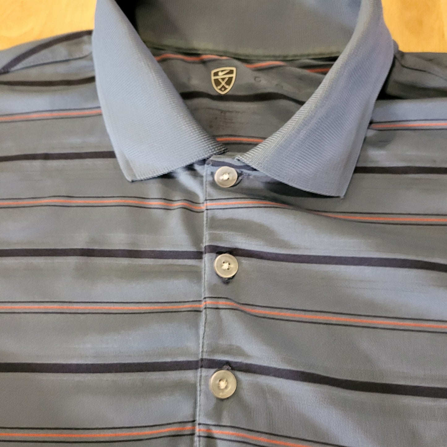 Nike Golf Active Blue Polo Shirt Striped XL Shirt 26" p2p 32" Long