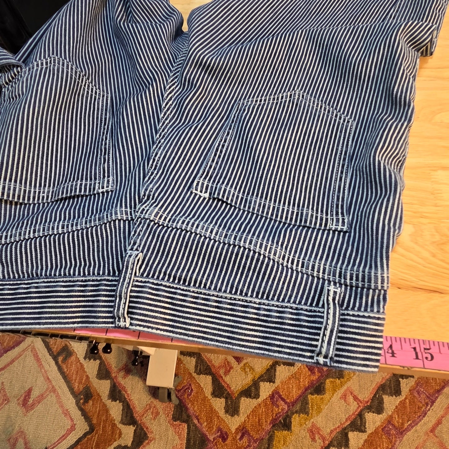 Glassons Denim Conductor Jeans Striped White Blue Carpenter Size 8