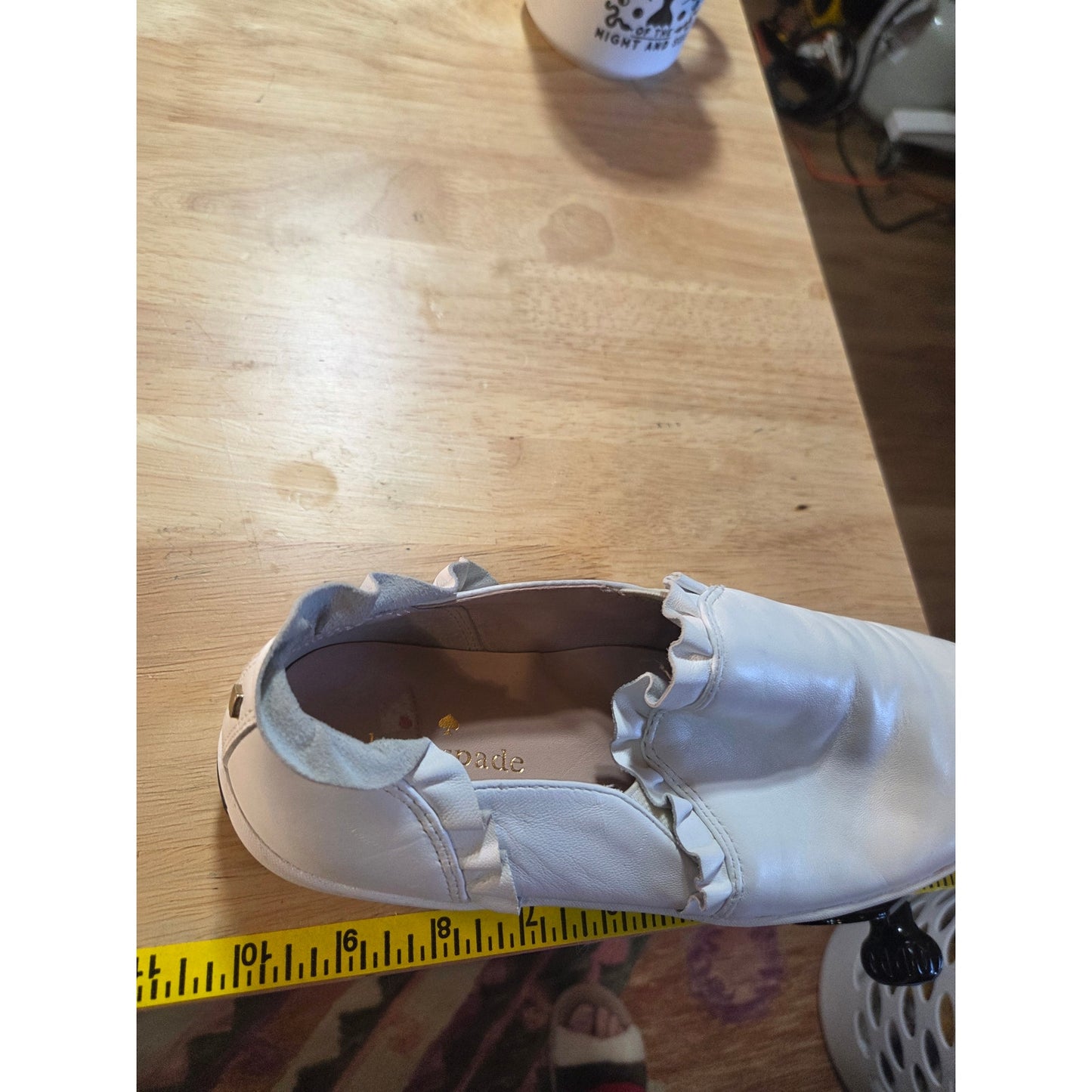Kate Spade White Leather 7.5 Ruffle Slide on Sneaker
