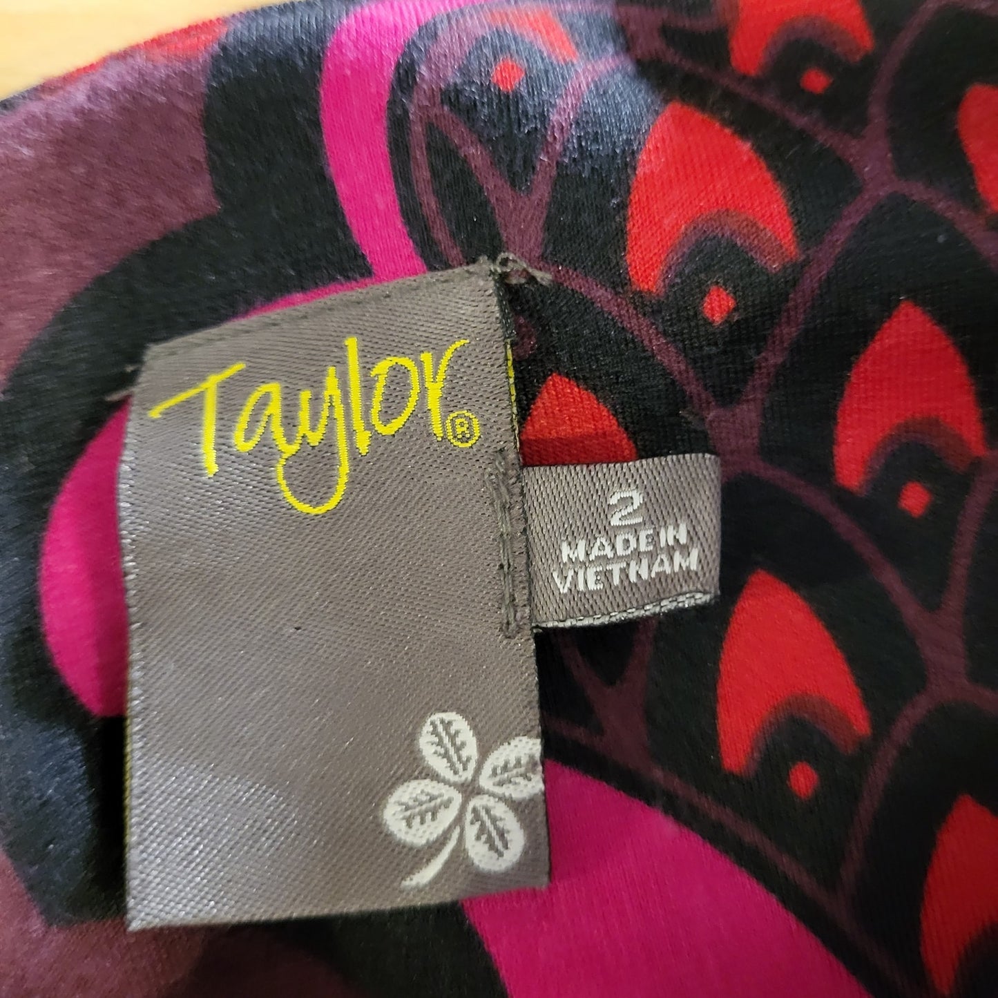 Taylor Pink Paisley Print Knit Pencil Dress Long Sleeve Midi 16" P2P