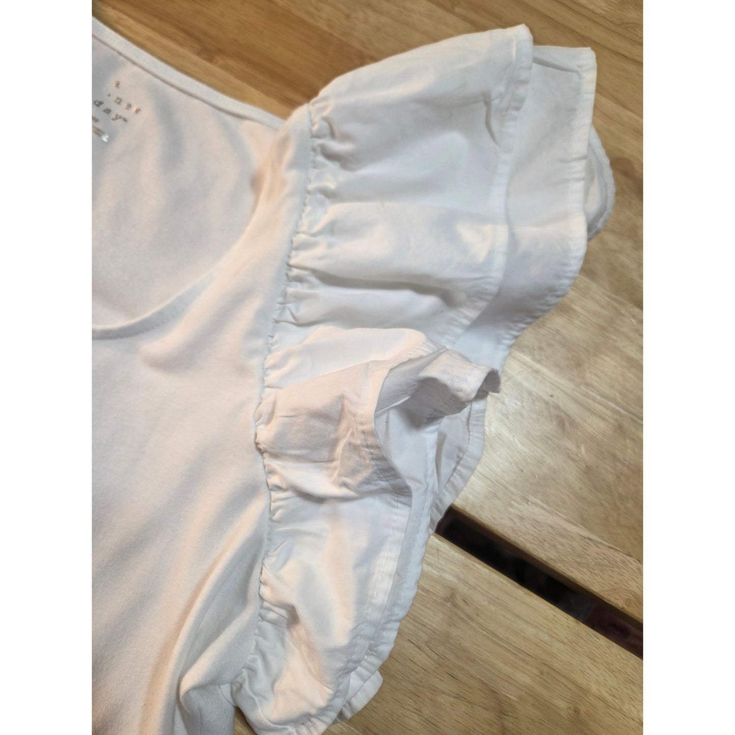 A new day white jersey knit shirt puff sleeve stretch t-shirt  large