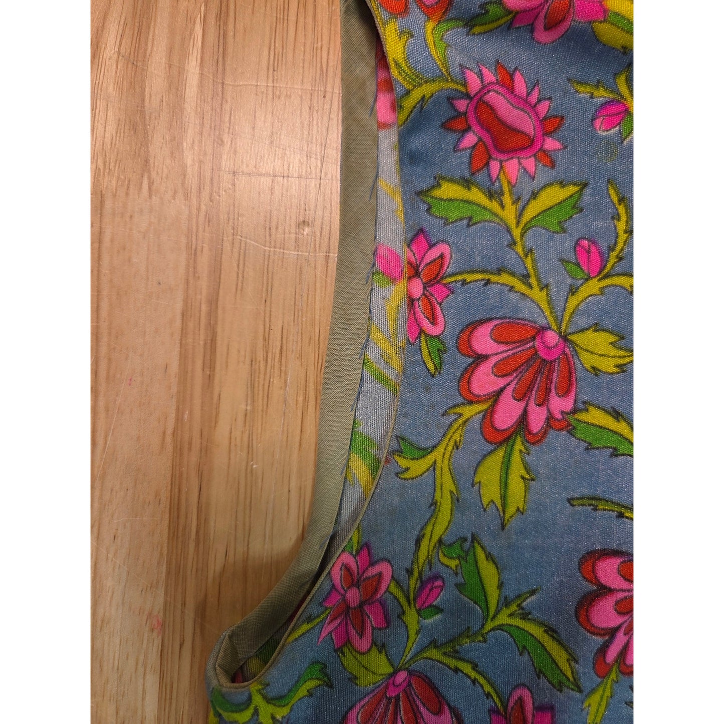 Vintage Chinese Style Hand Finished Neon Pink Blue Floral Sleeveless Maxi Dress
