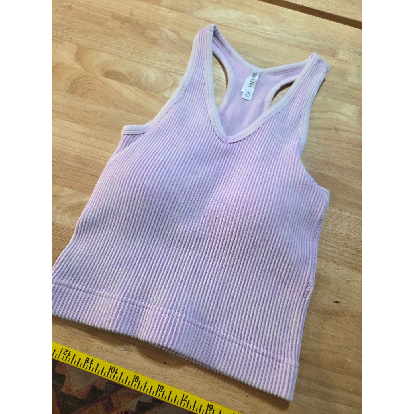 Zenana size large pink v-neck ribbed tank bralette sleeveless midriff lined