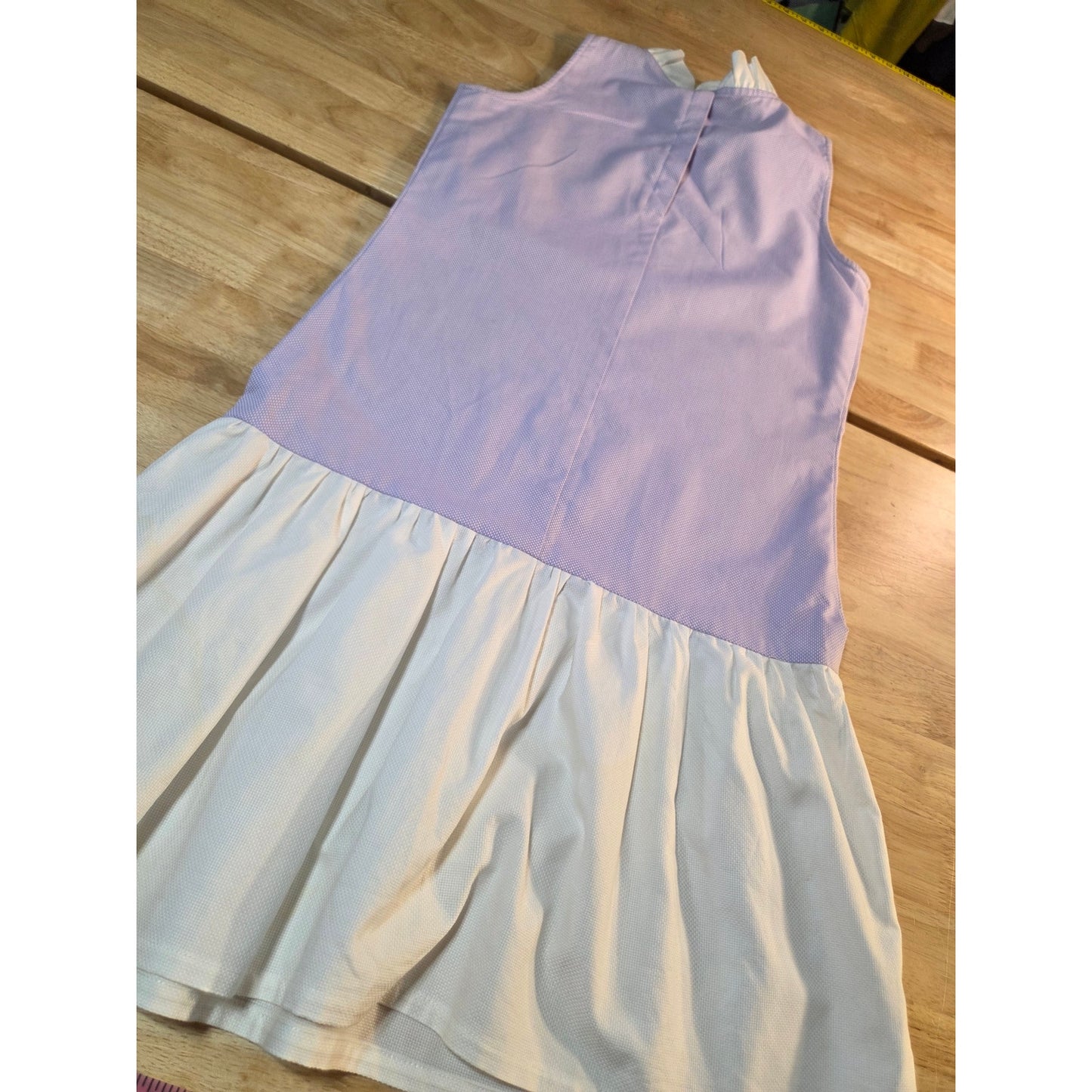 Double R by Ravi Ravan purple white waffle mini sleeveless ruffle collar
