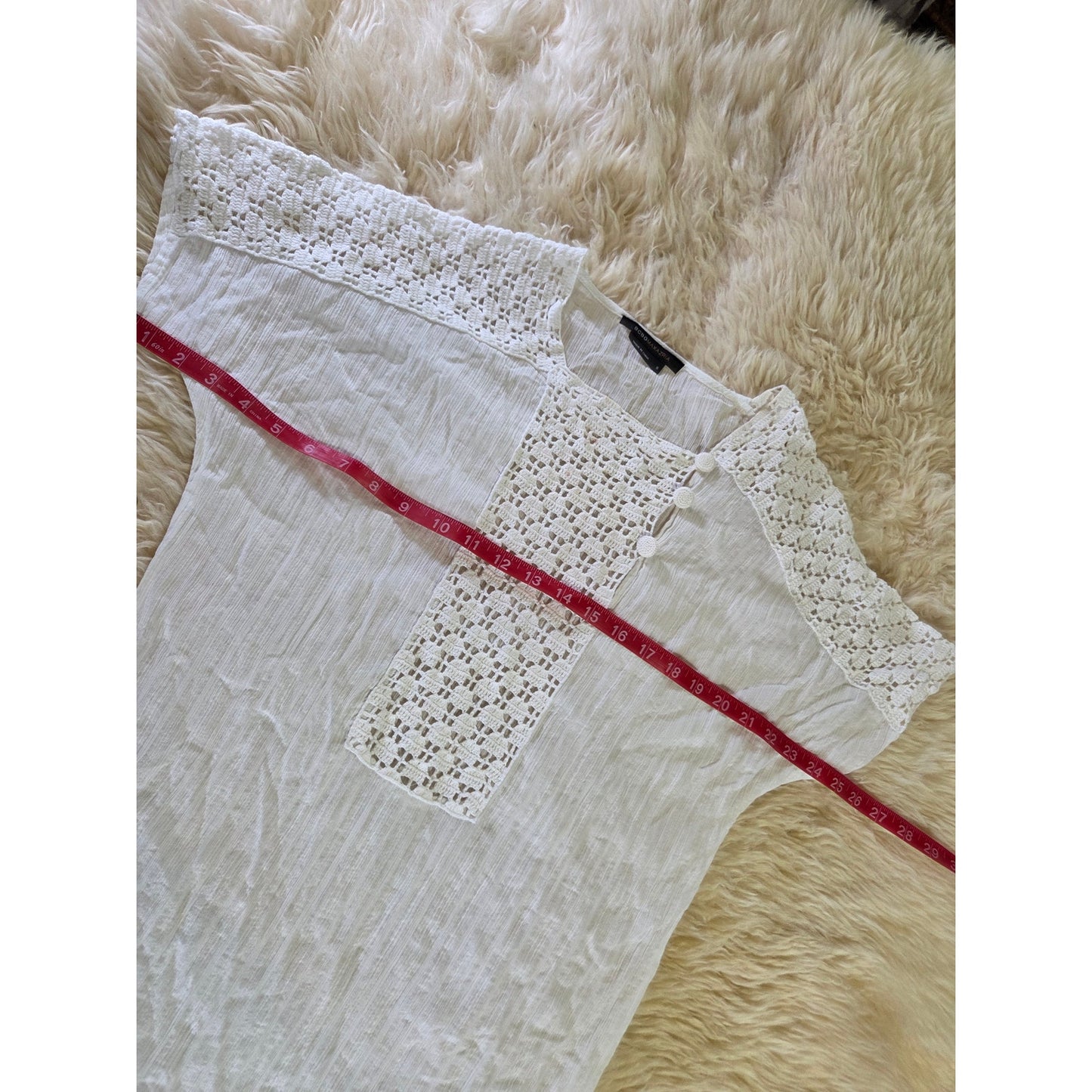 BCBG Max Azria white cotton eyelet short sleeve Tunis dress top short sleeve
