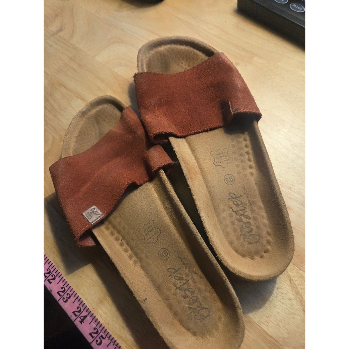 Biostep size 9 and 1/2 brown suede cork sole sandals white sole