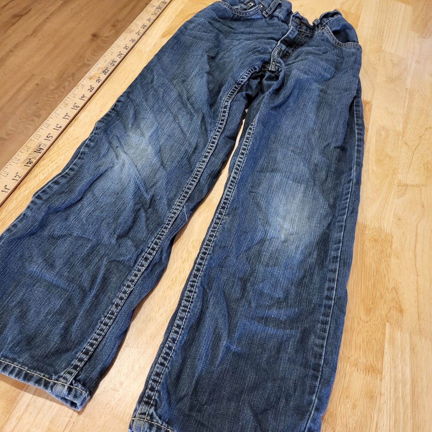 Levi's 505 Kids Jeans Size 12 Regular Adjustable Waist Medium Dark Wash
