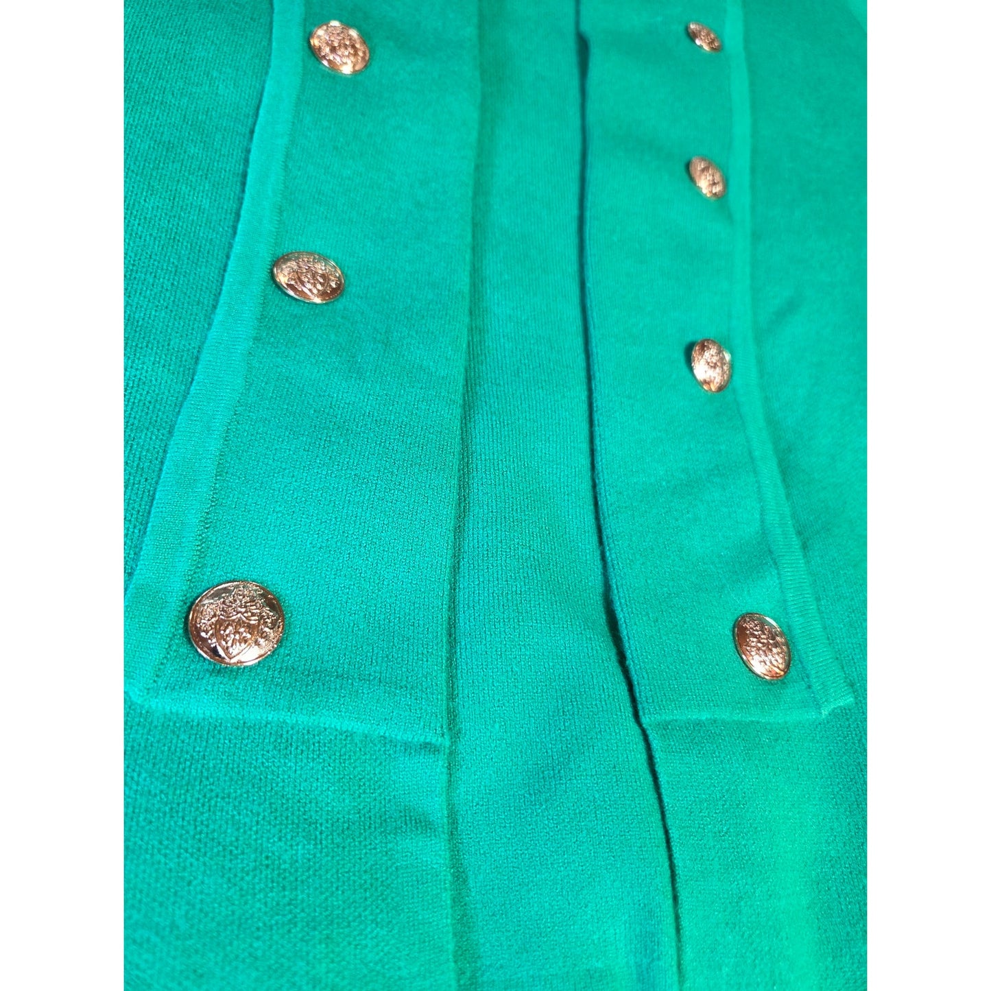 Jones New York Kelly Green Gold Button Detail Sweater Viscose Blend Large