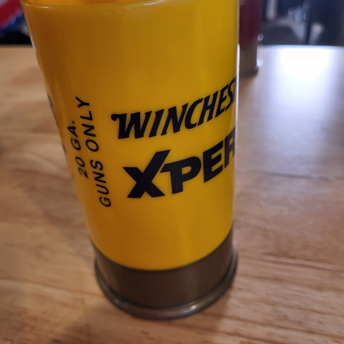 Yellow Plastic Winchester Xpert Shotgun Shell Beer Mug Vintage