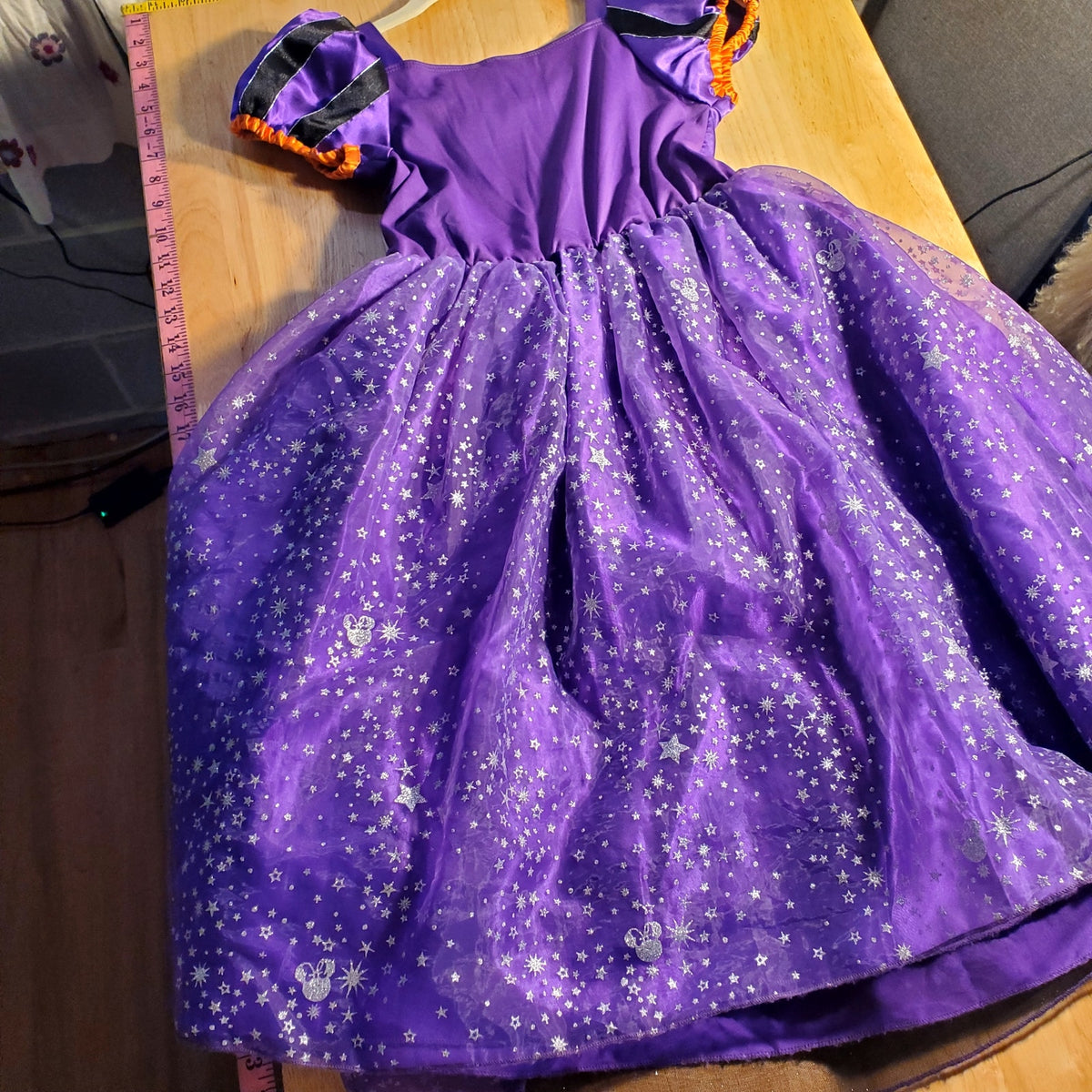 Disney Store witch Minnie Mouse costume purple orange glitter size 7/8 (no hat)