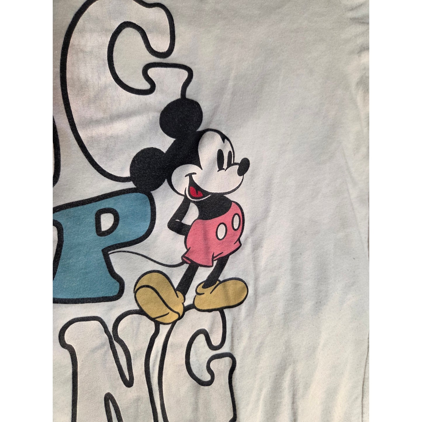 Disney Mickey Mouse Keep going keep Growing T-shirt Beige large cotton blend