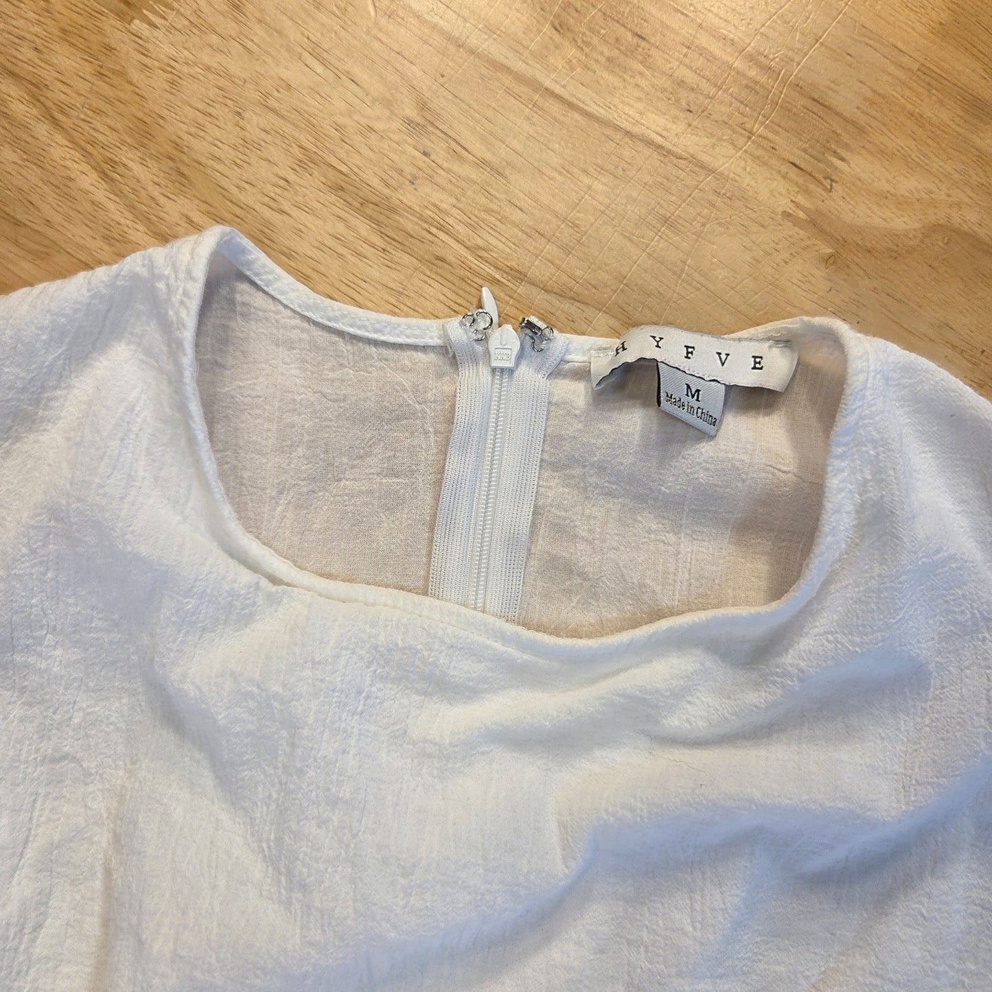 HFYVE  Jersey knit cut outside elastic mini dress white cotton size medium