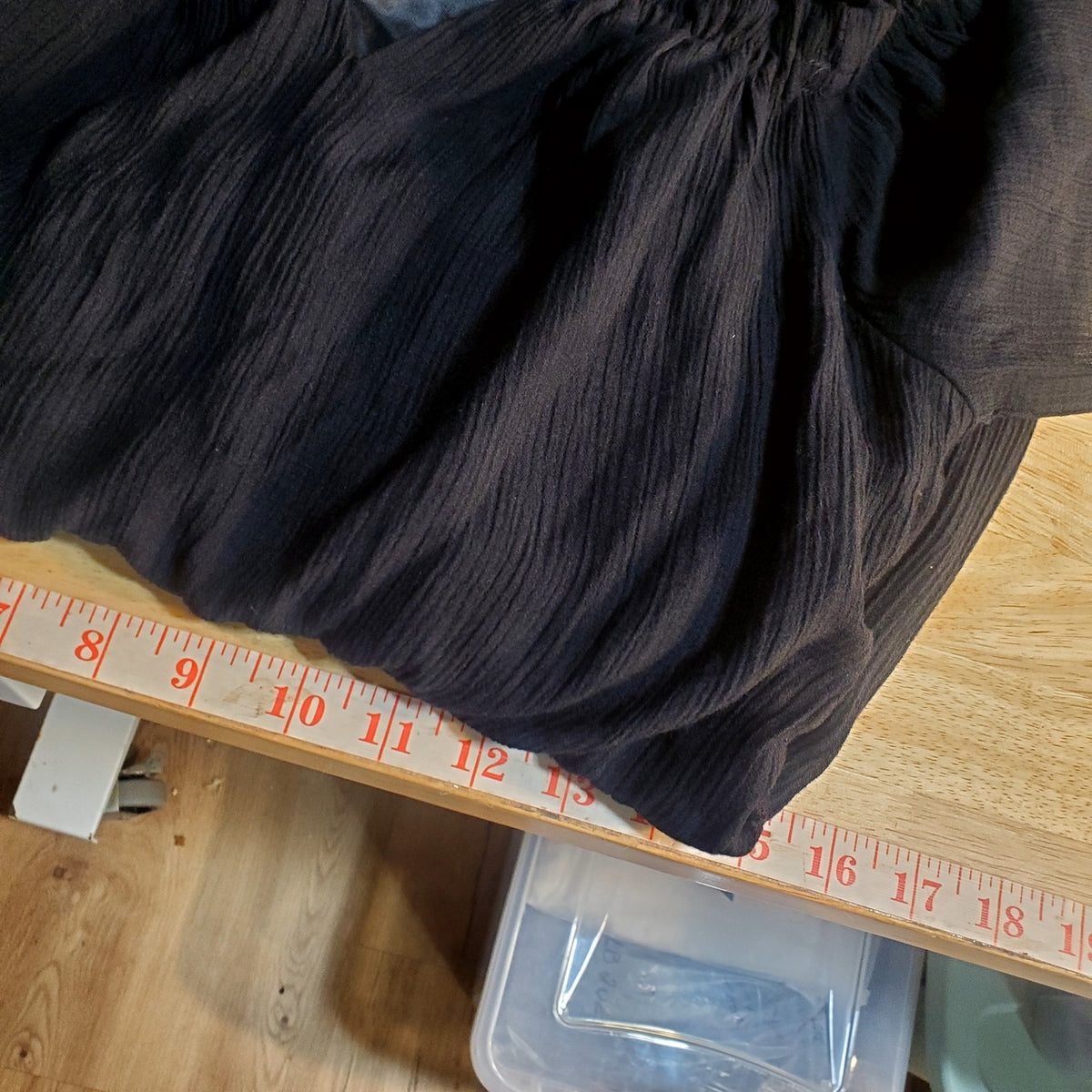 Lush Black Balloon Ruffle Hem Billowy Jumpsuit 30" Elastic Waist Wide Leg 28"