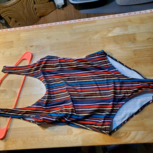 UNBRANDED PRIMARY COLOR STRIPED ONE PIECE BATHING SUIT SMALL