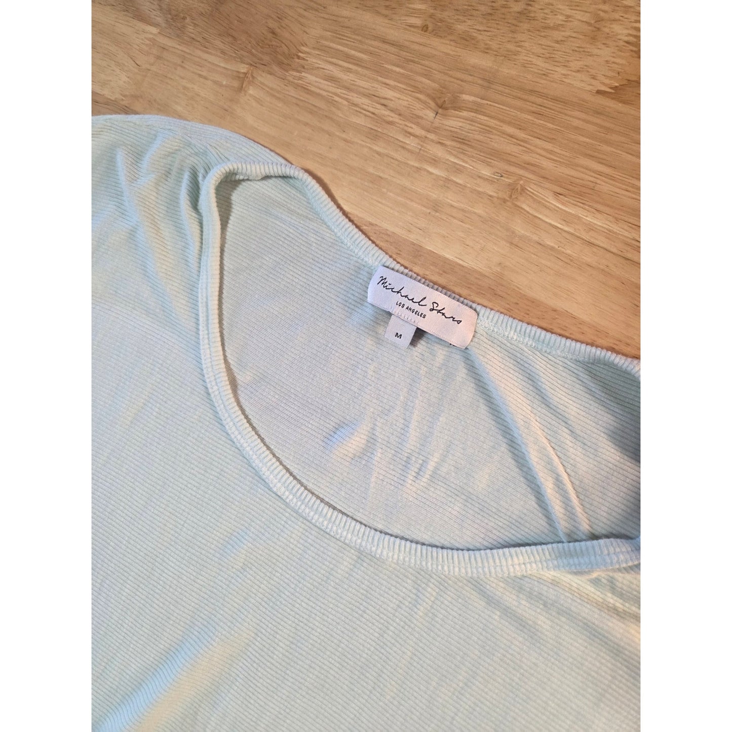 Michael Stars baby blue viscous Blends stretchy soft off the shoulder t-shirt m