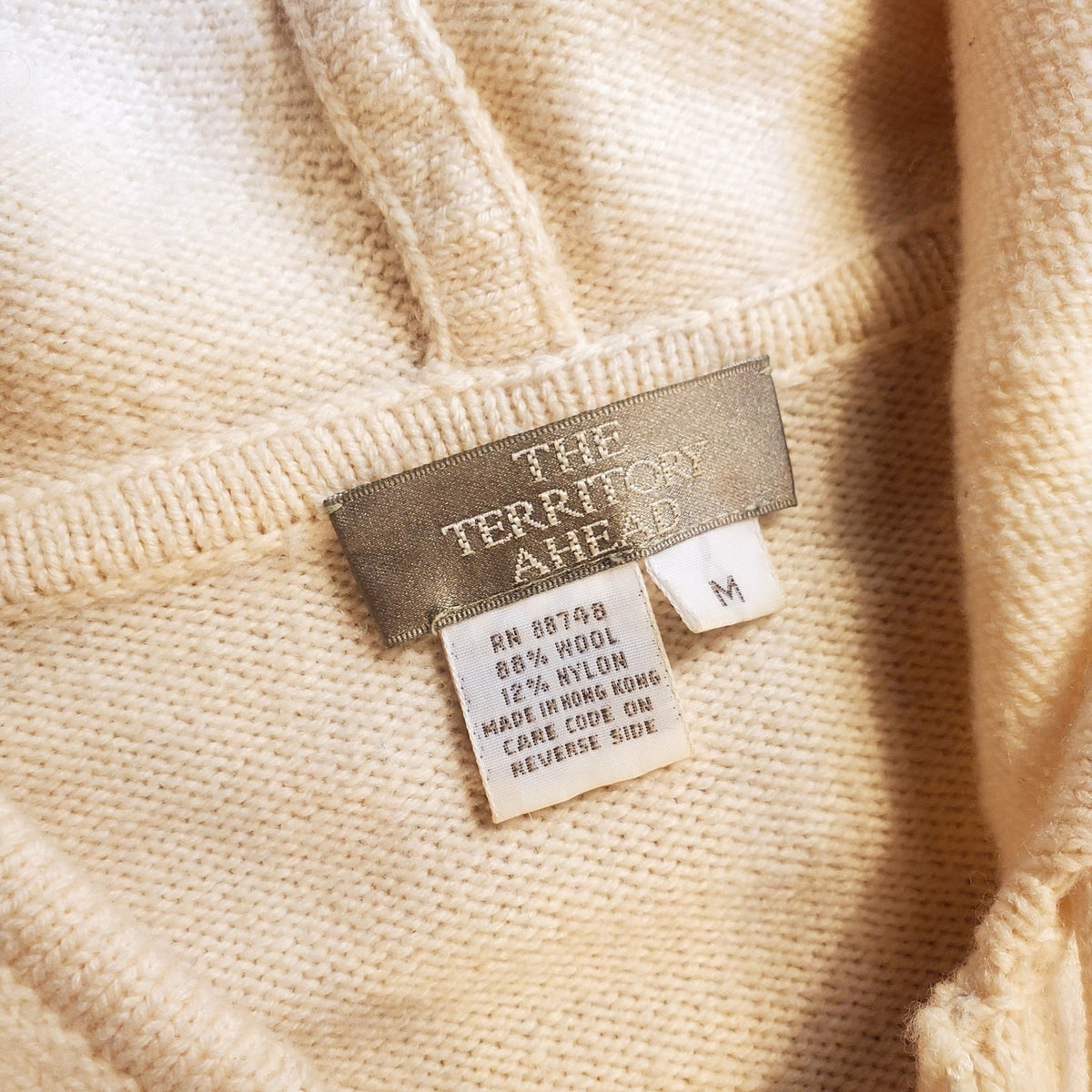 The Territory Ahead cream wool blend Fair Isles hooded zip front sweater medium