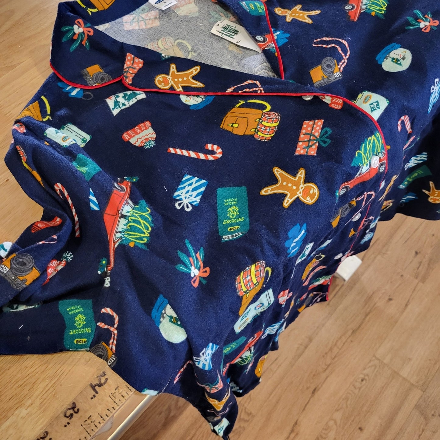 NWT Old Navy Blue Christmas Pajama Set Flannel 100% Cotton Xl