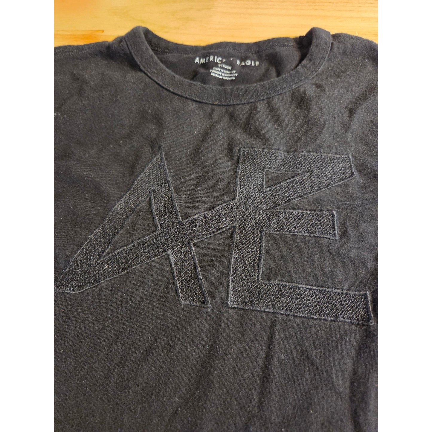 Vintage American Eagle black T-shirt front and back logo black on black small